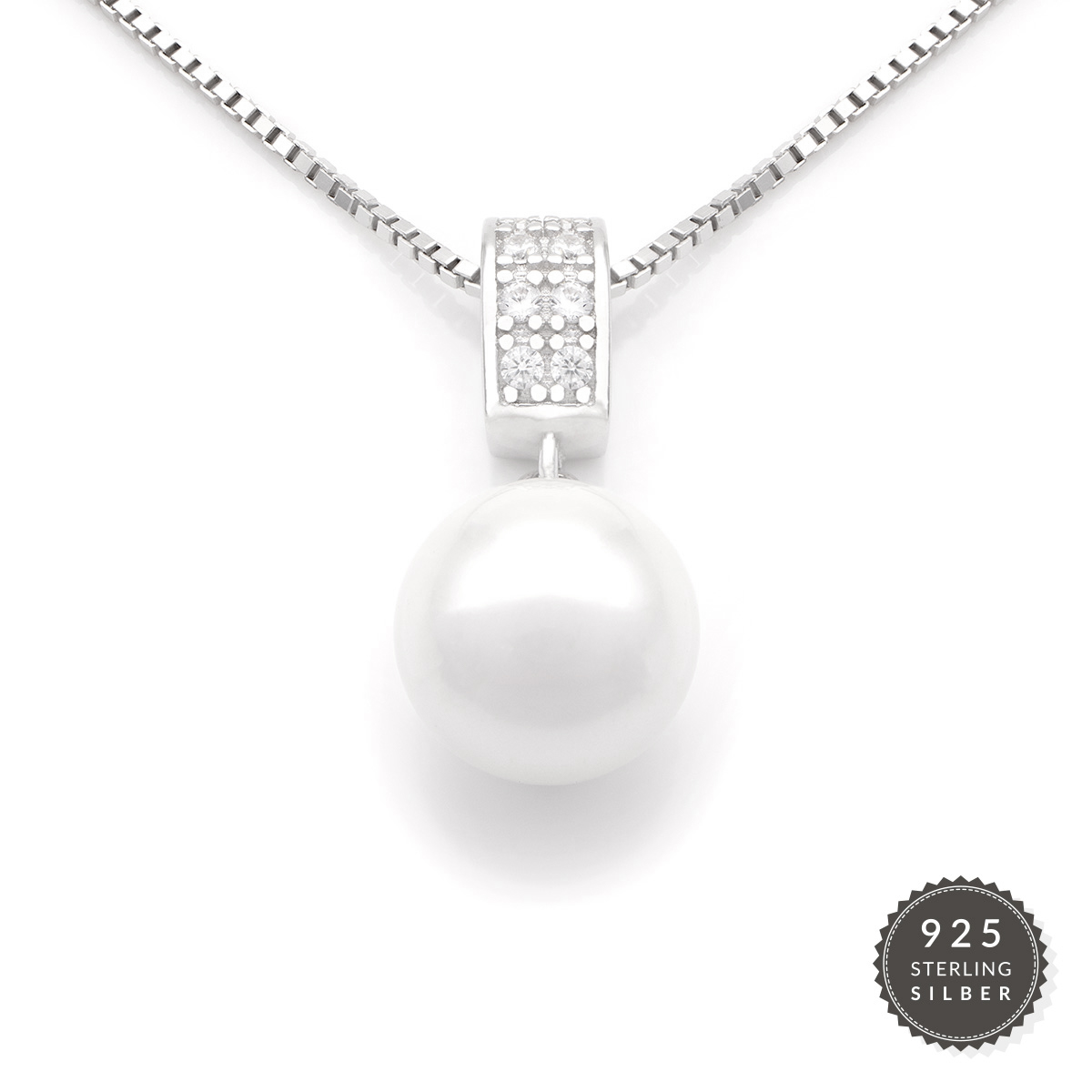 Halskette Silver Diamond Pearl